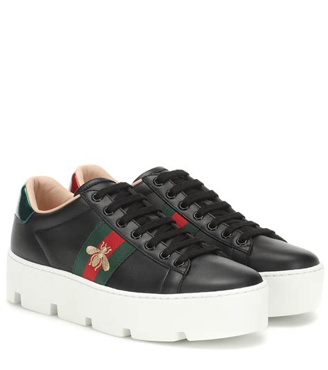 gucci black ace platform sneakers|Gucci ace embroidered sneakers.